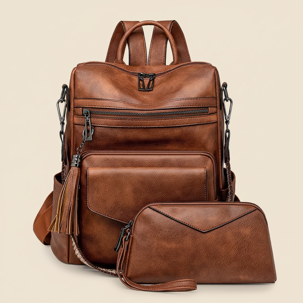 Sac À Dos Cuir Femme Avec Sacoche