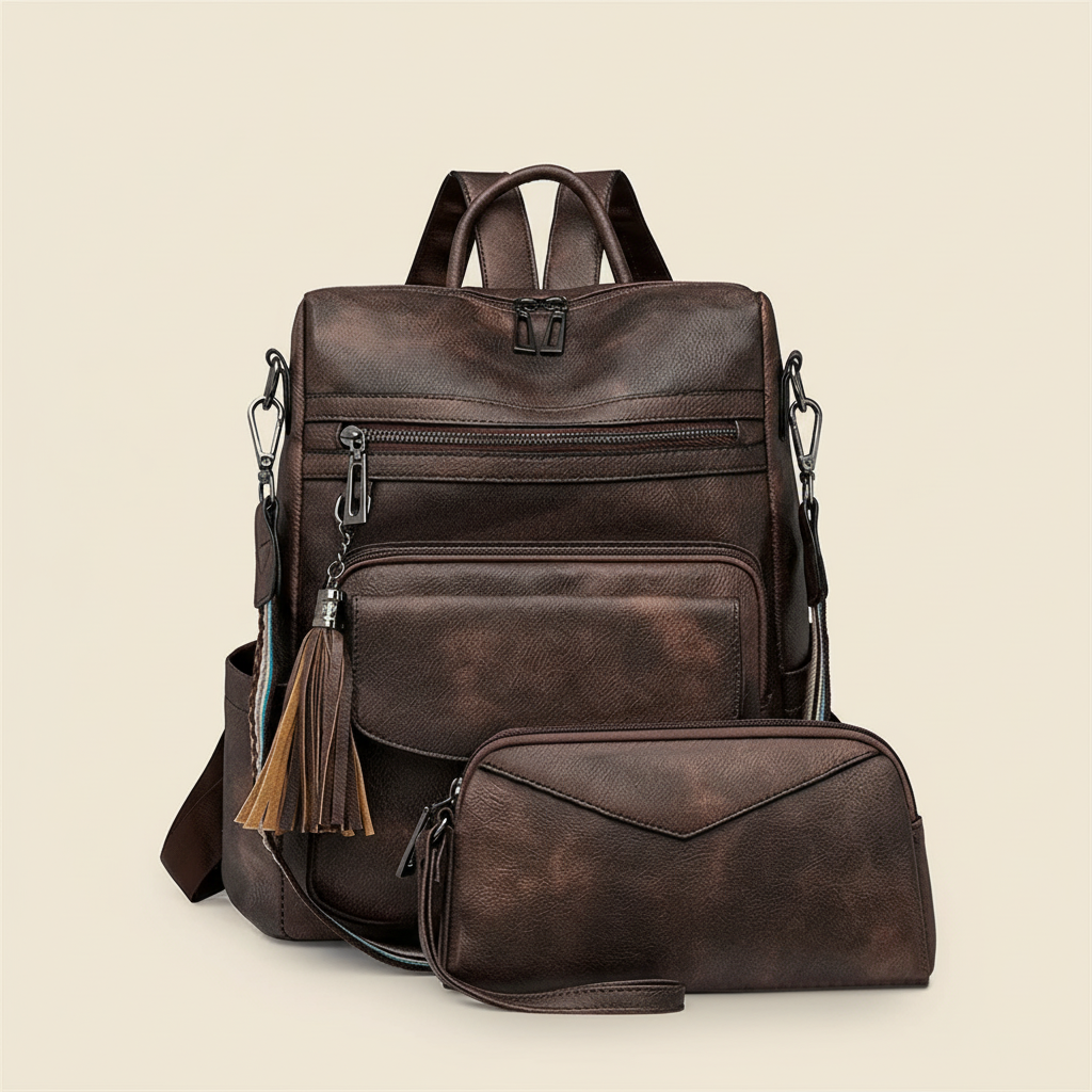 Sac À Dos Cuir Femme Avec Sacoche