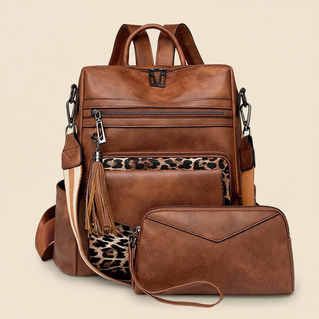 Sac À Dos Cuir Femme Avec Sacoche